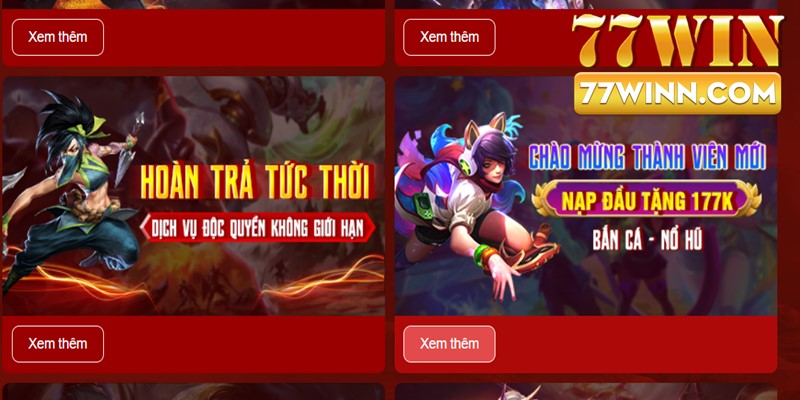 Khuyến mãi hoàn trả 77Win triển khai cho tất cả hội viên tại sân chơi trực tuyến